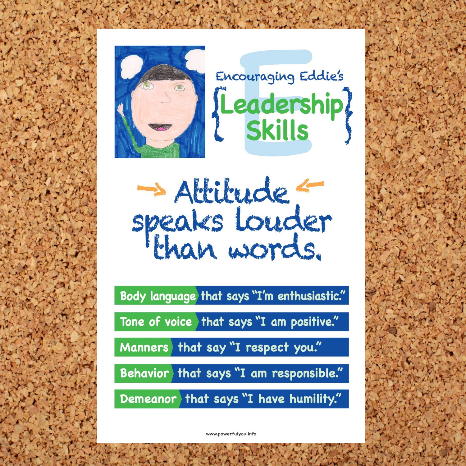 Powerful You Encouraging Eddie leadership skills sign teaching positive attitudes and respectful behavior