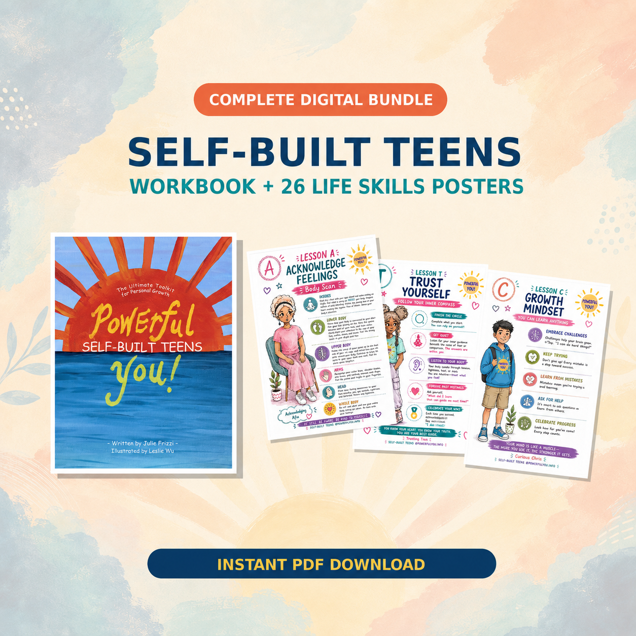 Self-Built Teens Digital SEL Bundle | Workbook + 26 Life Skills Posters
