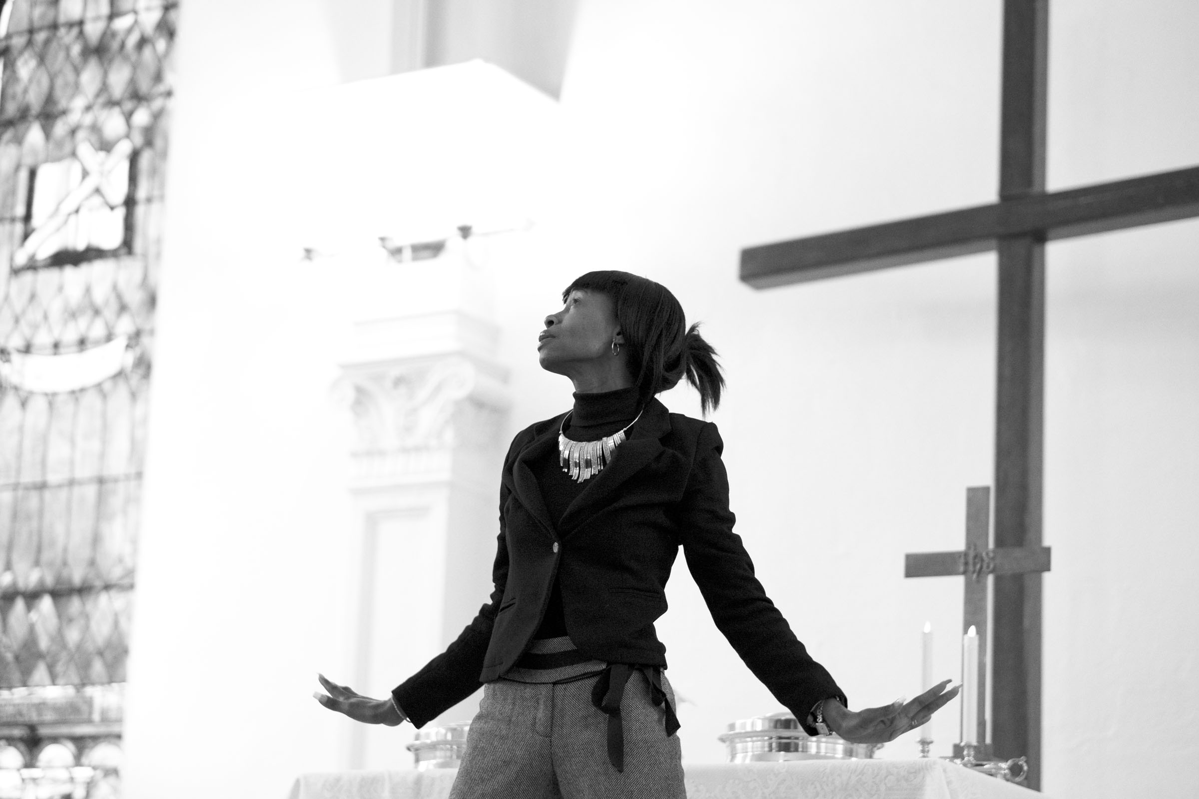   Tracy performing a prayer dance. Church of Gethsemane, Brooklyn, NY (2017)  