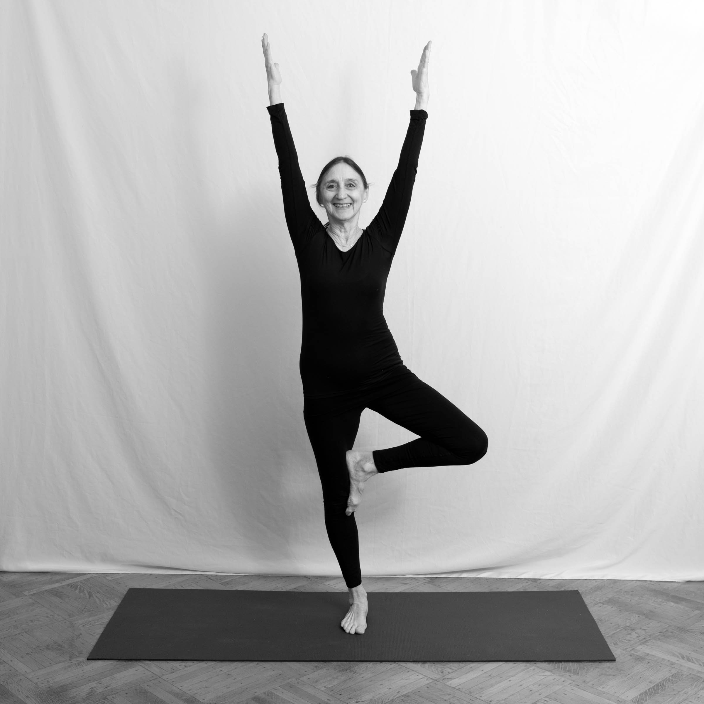 DALIENNE, 73. Practicing yoga for 40 years.