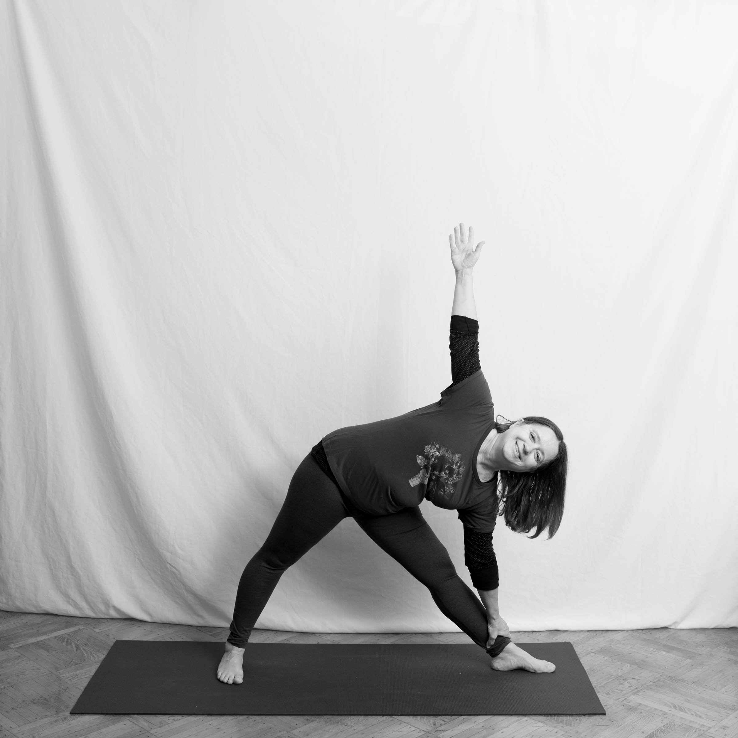 FRANCESCA, 63-1/2. Practicing yoga for 15 years.
