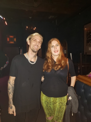 Backstage with Aaron Carter.