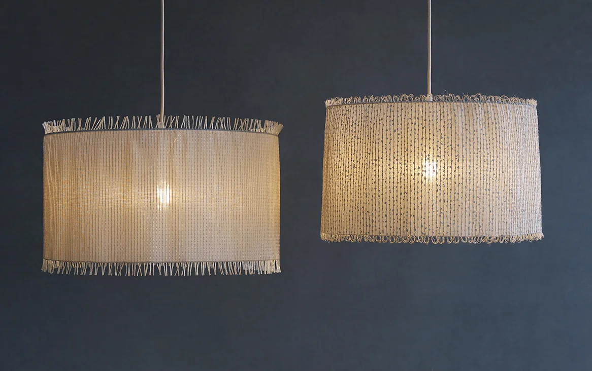 Lampshades LITA and MONA created for 'Spot the Talent', a Hothouse 2017 exhibition at the New Ashgate Gallery in Farnham.