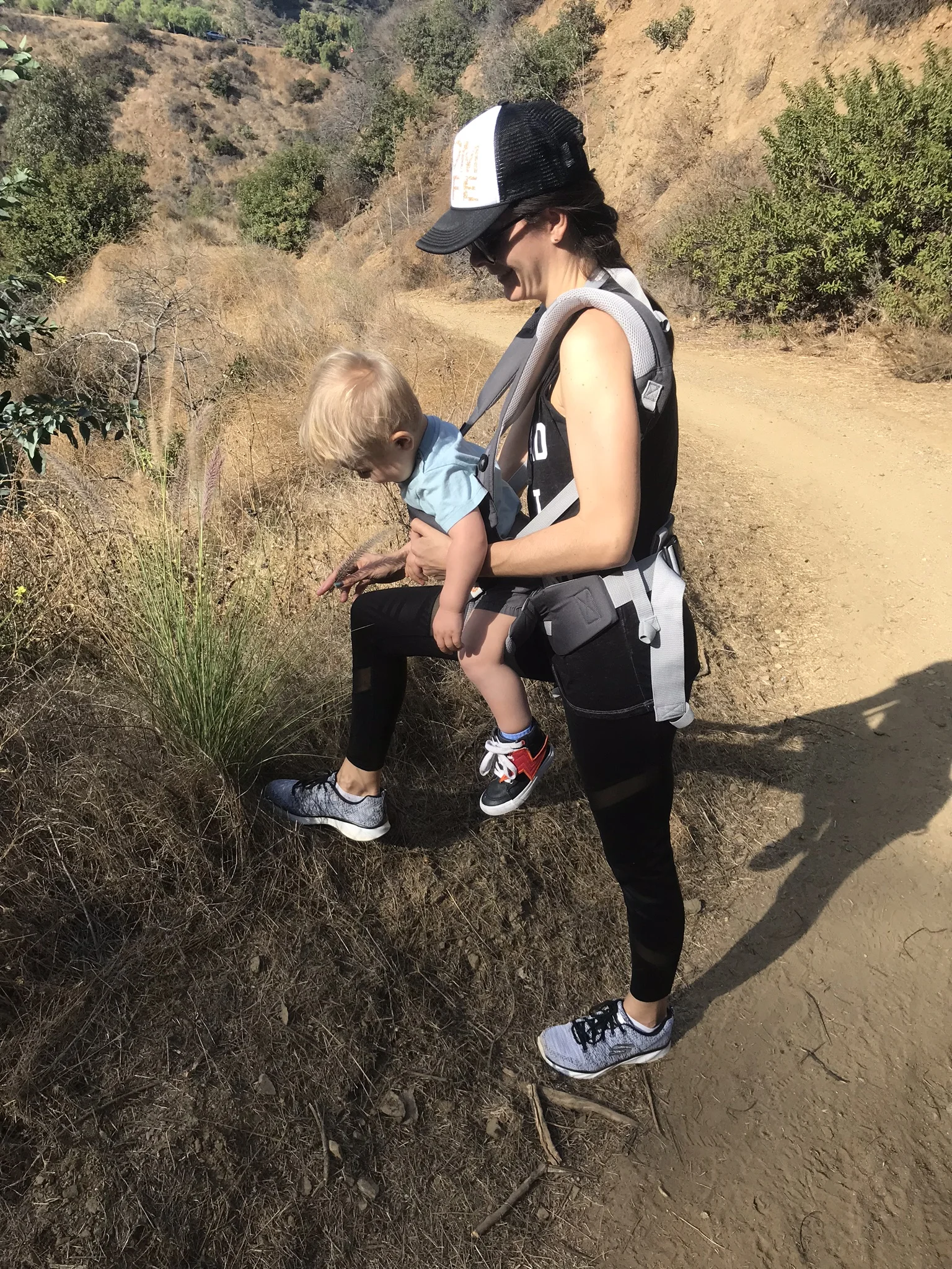 During our hike, I always take time for Aiden to explore and discover nature. This is one of our favorite hikes in Franklin Canyon Park .