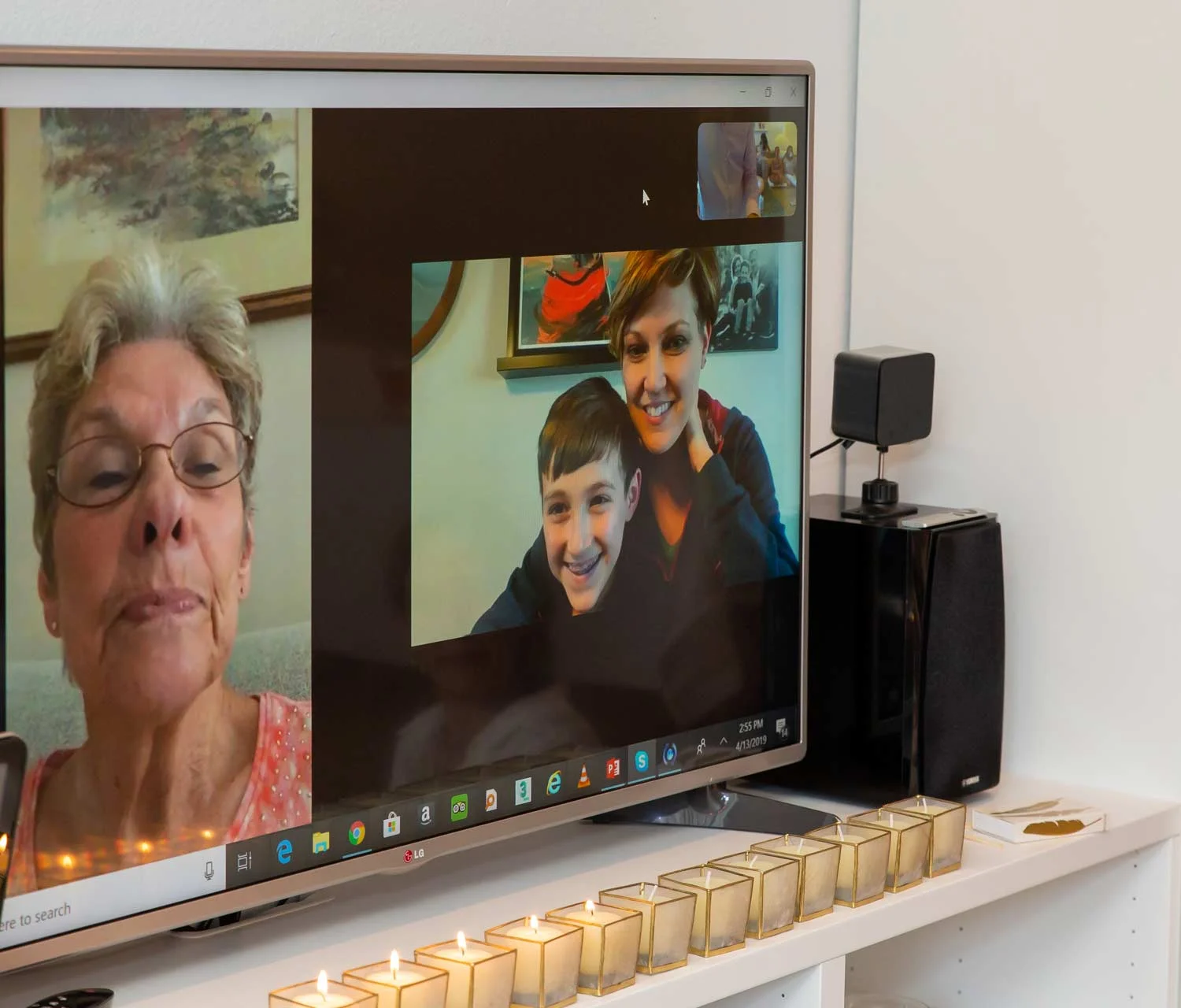 My mom (left) and good friend Jennifer (right) with her son, Henri, joining the ceremony virtually via Skype.