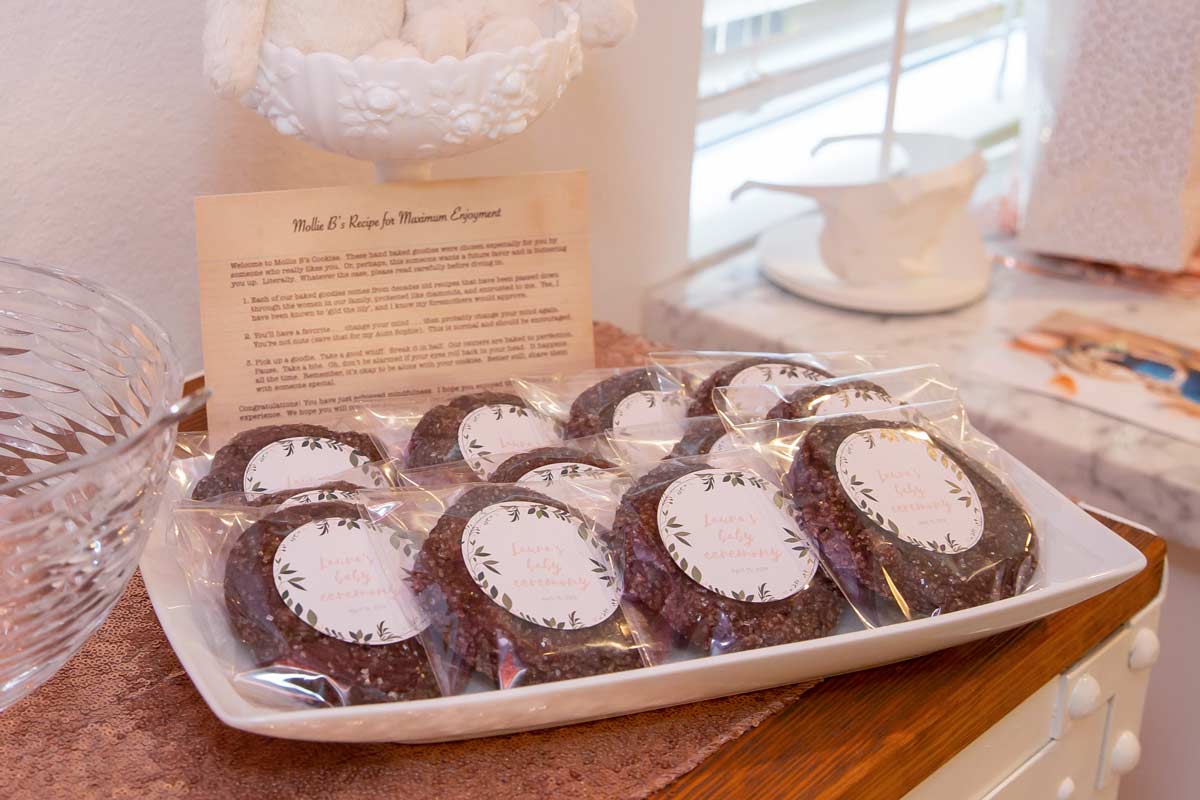Chocolate obsession cookies were sponsored by Mollie B Cookies and included personalized stickers.