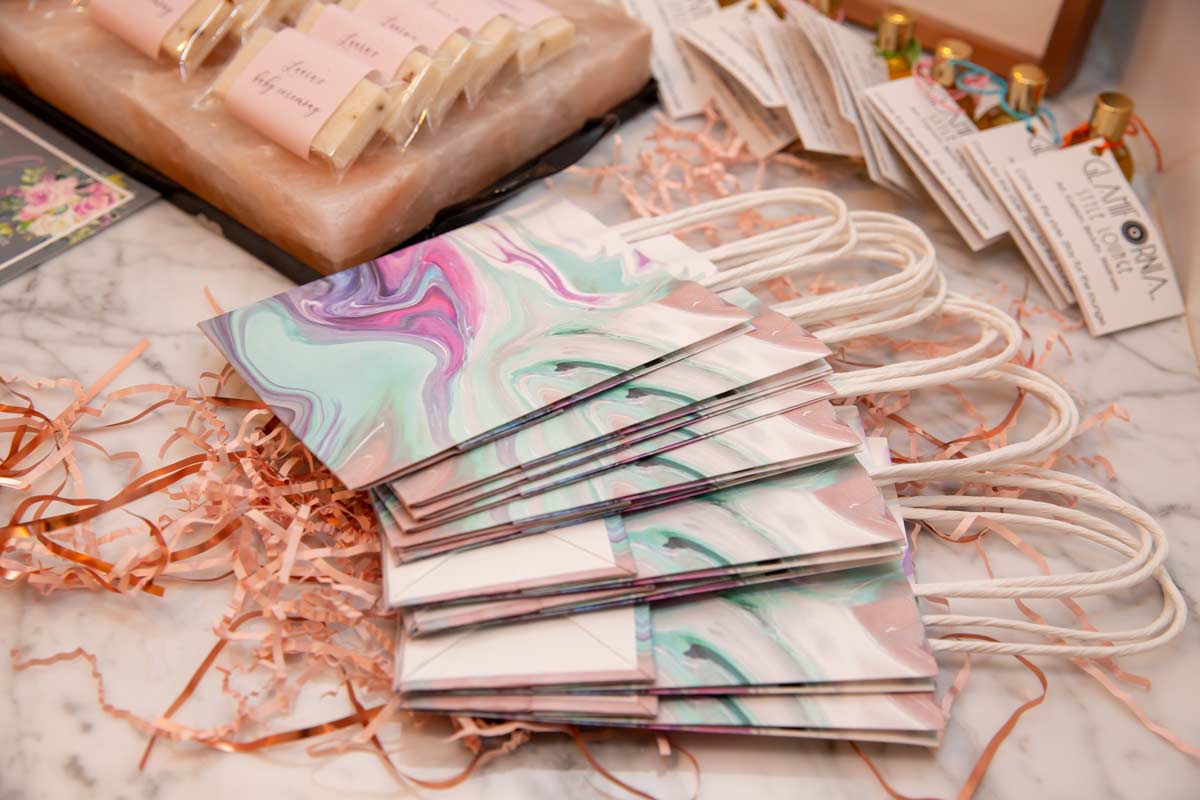 Pastel gift bags were purchased at the local 99 cent store.