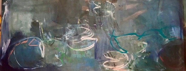 Oil and cold wax on canvas 30 x 70 inches 2021