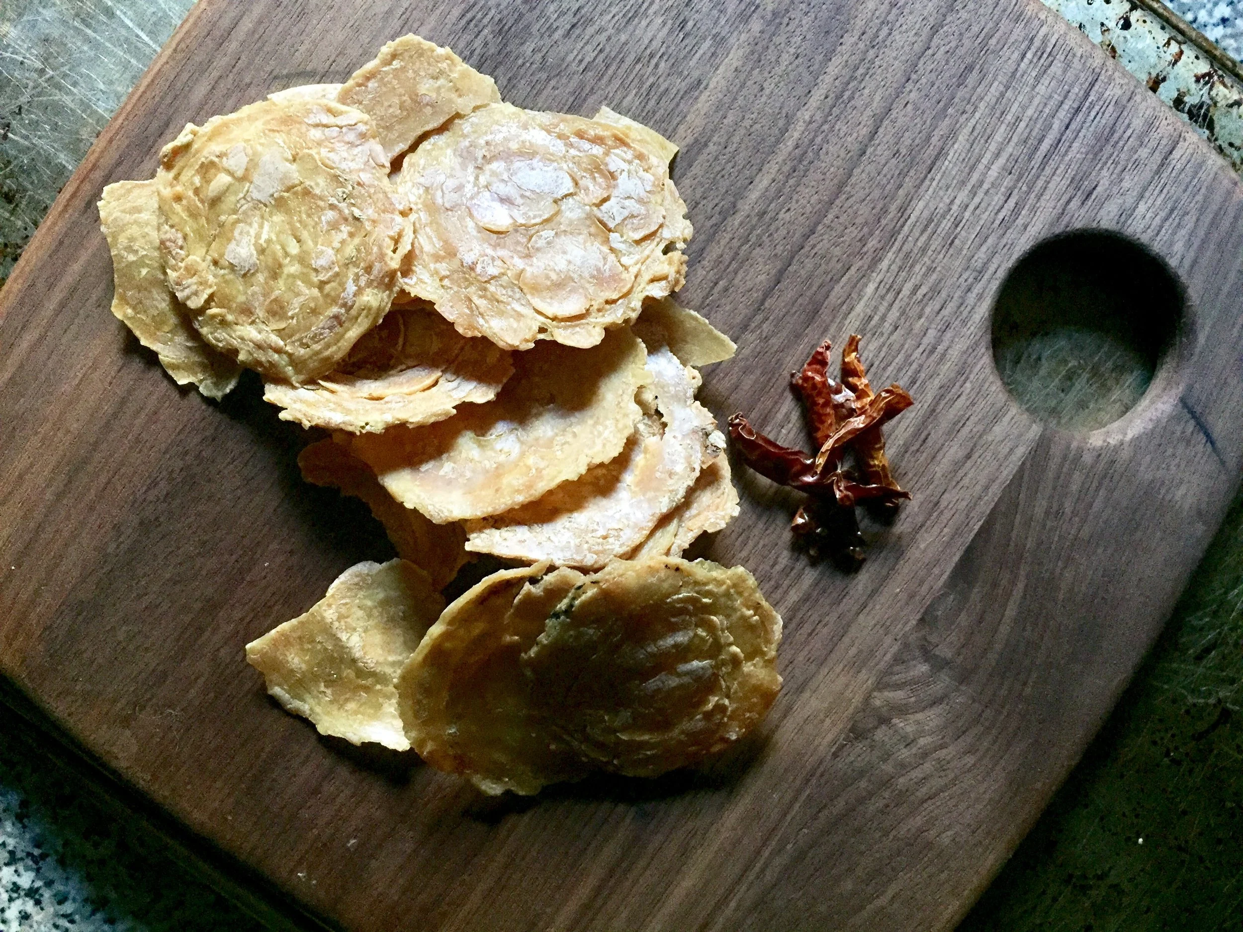 Dried Paddy Oat Crackers ready to fry