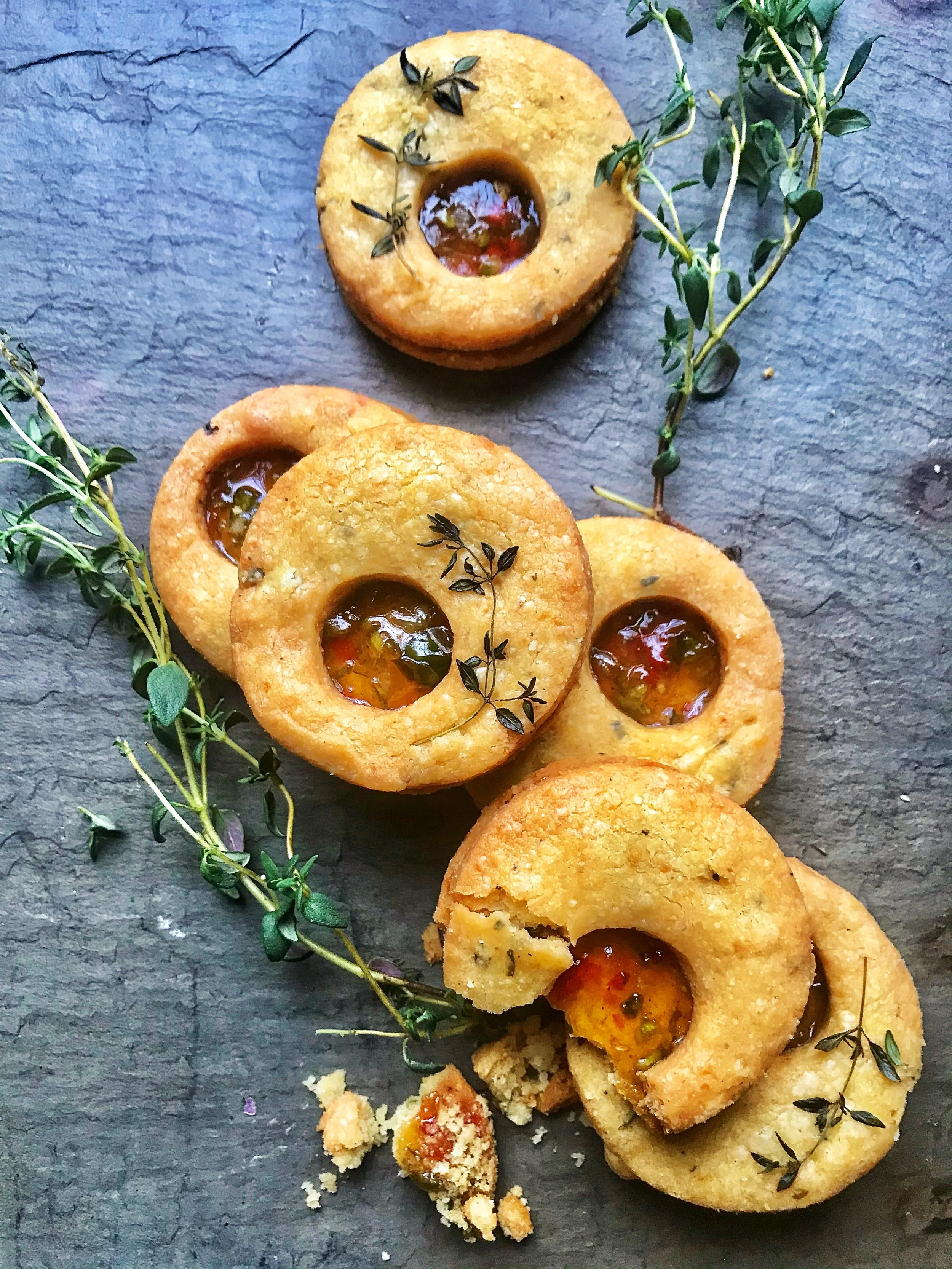 Savory "Linzer" Cookies with Pepper Jelly