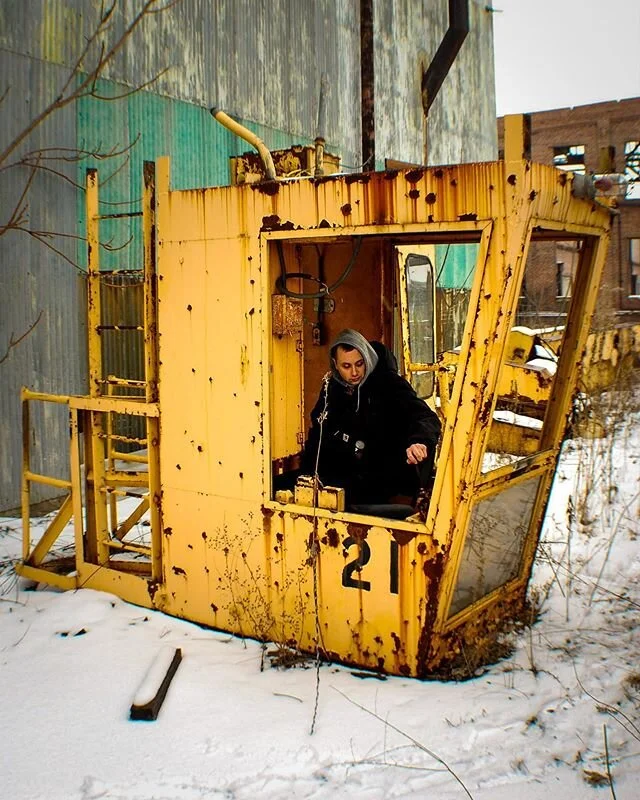 VINTAGE: Babyface version of me checking out an overhead crane cab that wasn’t over head anymore at the tin mill in Niles. Not sure who took this photo, my cousin I think. Republic Steel Corp. Niles Works - Niles, O.