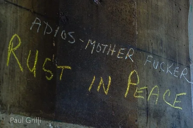 ORIGINAL CONTENT: Bethlehem Steel Corp., Bethlehem PA. 
A steelworker’s farewell message written in one of the blast furnaces at the flagship mill in Bethlehem that at it’s height in 1943 employed 31,523 people. 
Facebook says I posted th