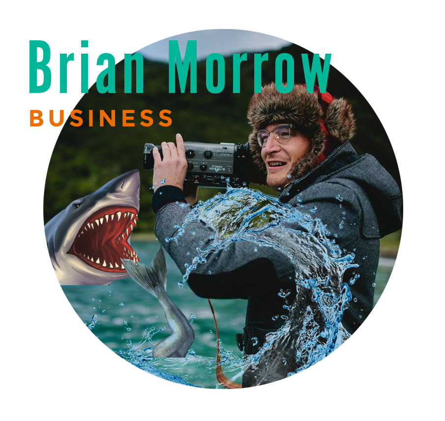 BRIAN MORROW Brian’s photo is the one you will find next to the term "creative genius" in the dictionary. The primordial mad scientist of videography, he could have been the model for Christopher Lloyd’s character in Back to the Future. Brian possesses an encyclopedic knowledge and a scientific brain that bounces from left to right and back to left again when he’s working on something, which is all the time. sharkpig.com