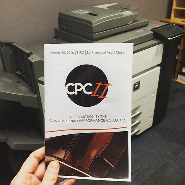 Hot off the presses! Can't wait for Friday's concert! Thank you @lasierramusic for all the help, support, and printing as we get ready for CPC II! 
CPC II - January 15, 2016 - 8 PM
St. Francis of Assisi Church, L.A.