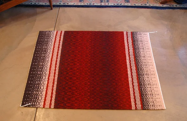 Skip Twill Weave Rug with Flamepoint Pattern
