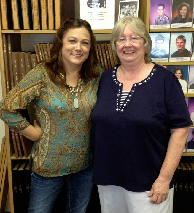 The Queen with her mentor, Angleton ISD retired journalism instructor Linda Winder