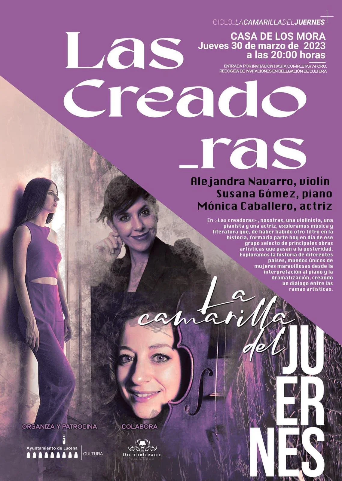 Las Creadoras - Alejandra Navarro, Violín - Susana Gómez, Piano - Mónica Caballero, Actriz
