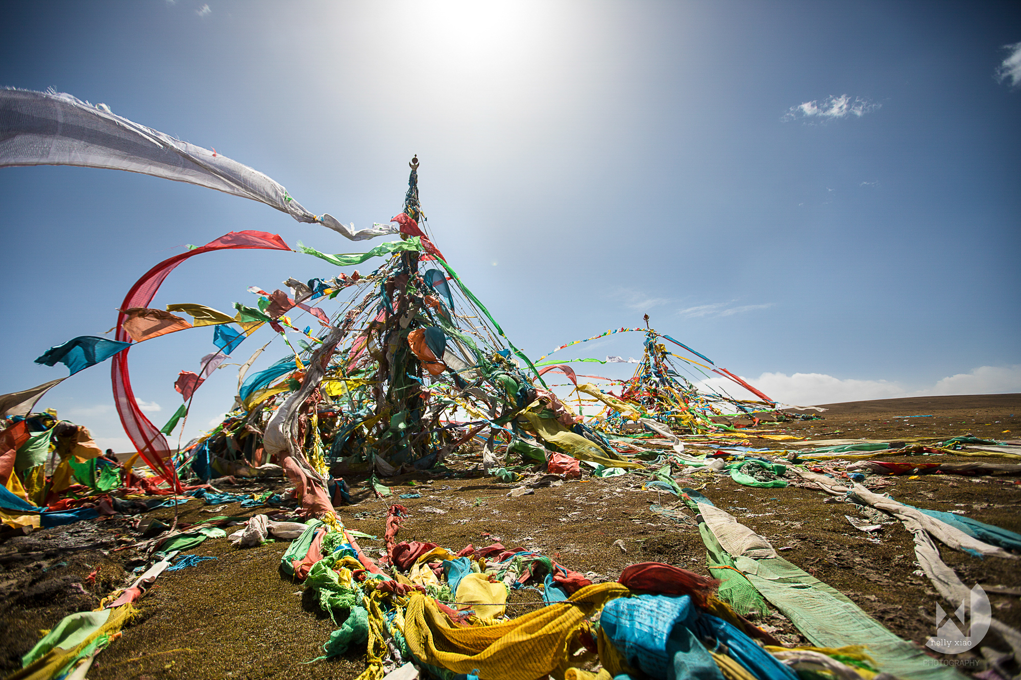 Sacred site of Tibetan prayer flags