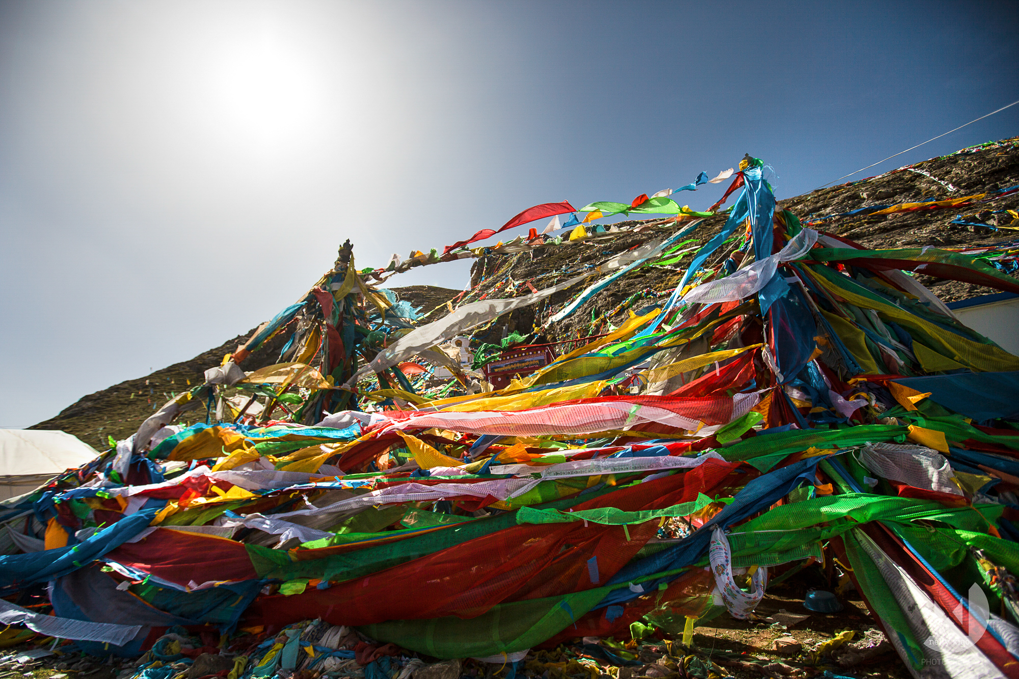 Stupa of Tibetan prayer flags