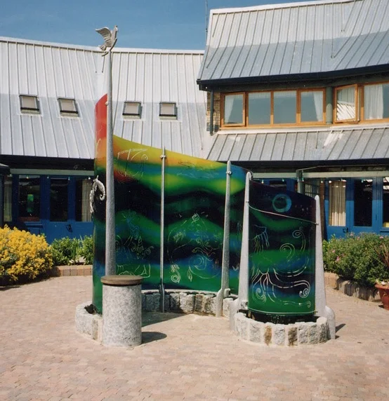 C LAIRE HOUSE WATER FEATURE Interactive sculpture in courtyard at Claire House Hospice