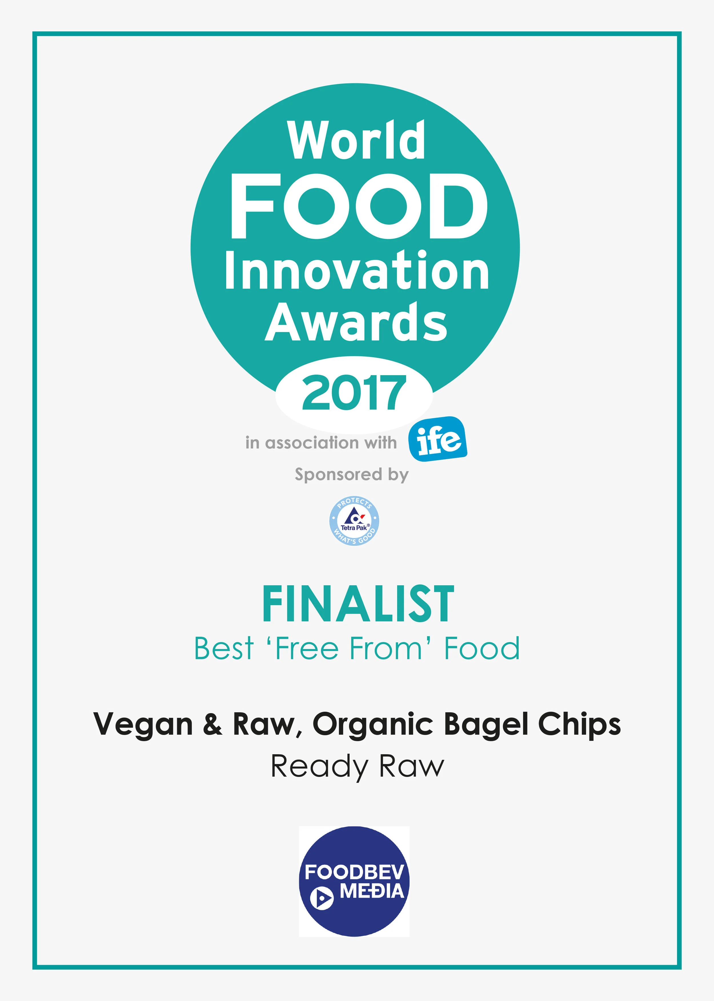 Our vegan and organic raw sprouted bagels and mini bagel chips were finalists in the World Food Inovation Awards 2017