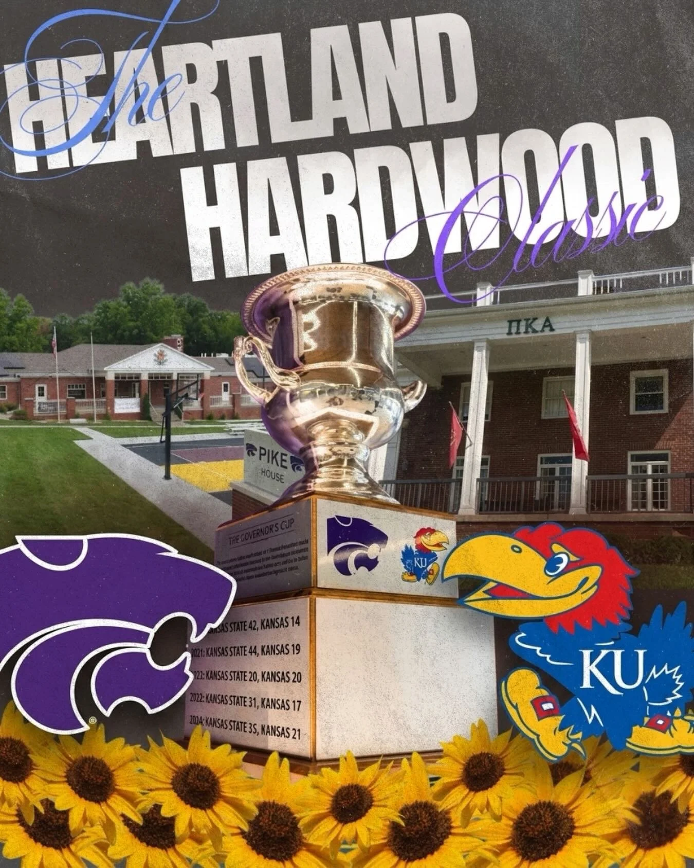 1st Annual Heartland Hardwood Classic. May 9. 12 PM. 2021 College Heights Rd. ПКА Alpha Omega vs ПКА Beta Gamma
KU coming into Manhattan for the night. Gonna be a long drive home.