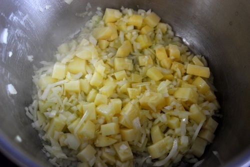 Sweat onion and potato