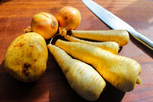 Base of your soup - onion, potato and parsnips