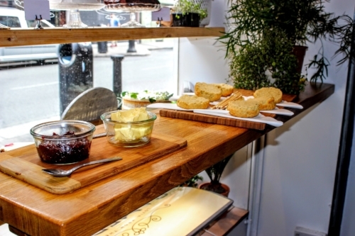 Fresh homemade scones with jam at Camerino