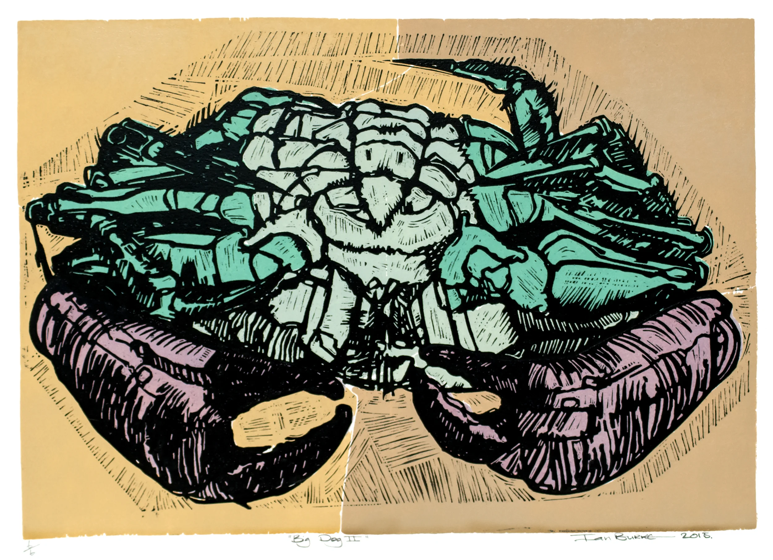 Big Dog II, woodblock print