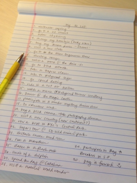 30 when 30 {The Ultimate Bucket List}