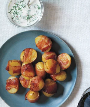 Bacon-Wrapped Potatoes with Creamy Dill Sauce