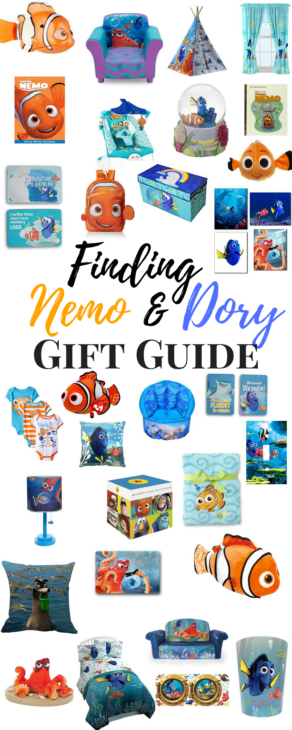  Finding Nemo Gift Ideas - Finding Dory Gift Ideas Whether you're looking Finding Nemo Party Ideas, Finding Dory party ideas, decorating a room in Finding Nemo, or just looking for the perfect Finding Nemo Gift Ideas, here is a list of some of our favorites! 