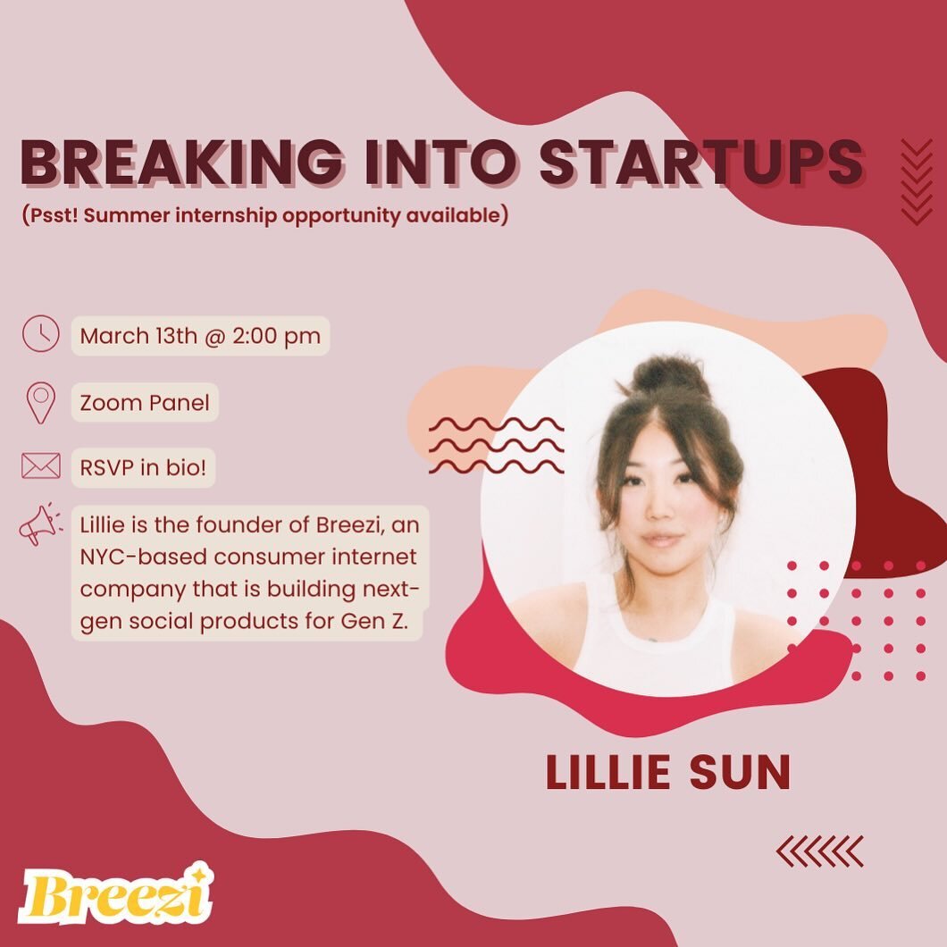 WIM is partnering with Lillie Sun, an HBA 2020 graduate to host the Breaking into Start Ups panel.🚀

This event will take place on Wednesday, March 13th @ 2pm and is open to all female-identifying students interested in working and/or starting a new