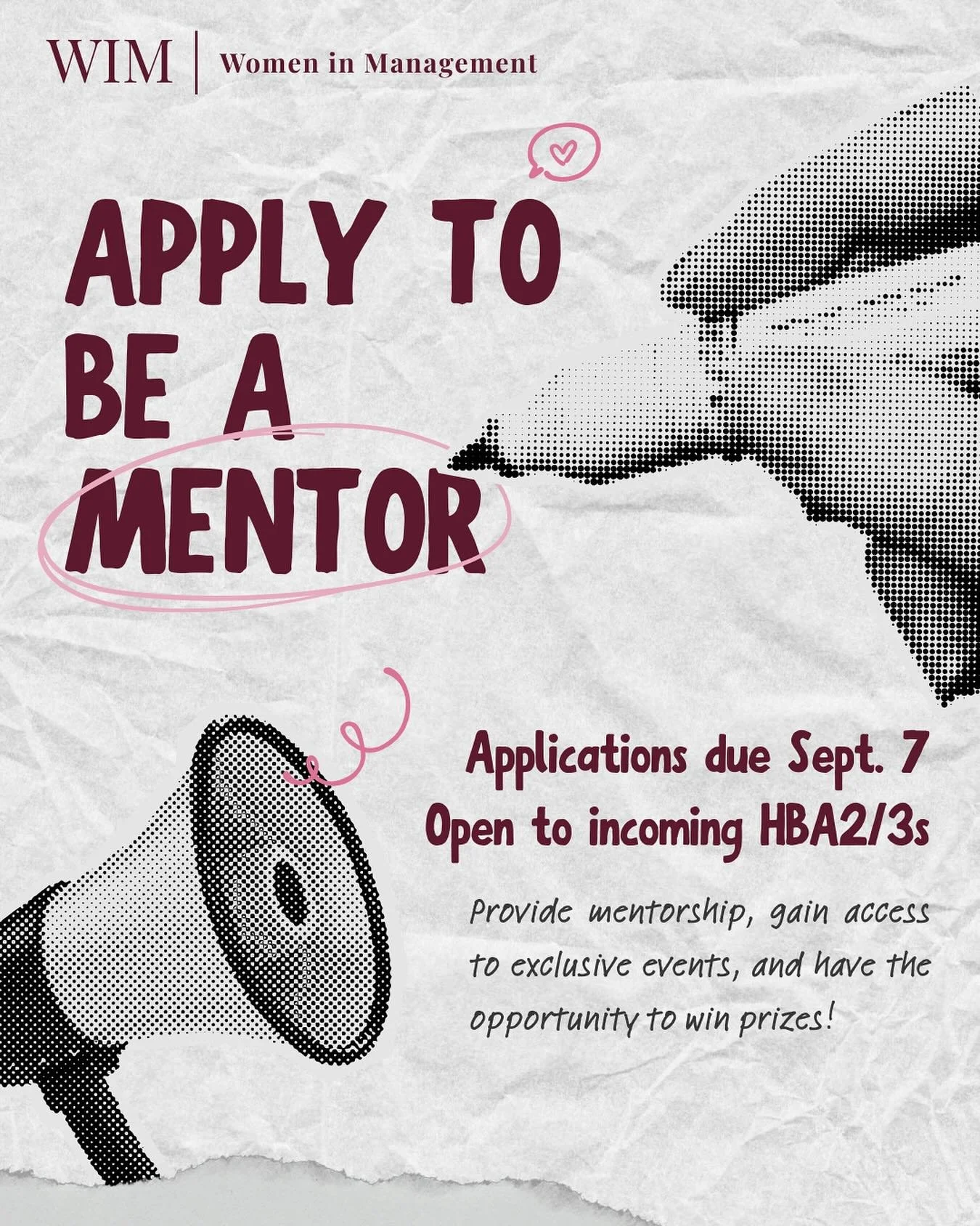 WIM Mentorship applications are now open! 

This is a great opportunity for those looking to gain leadership experience, expand your network, and be part of a supportive community.

Apply via the LinkTree in our bio.