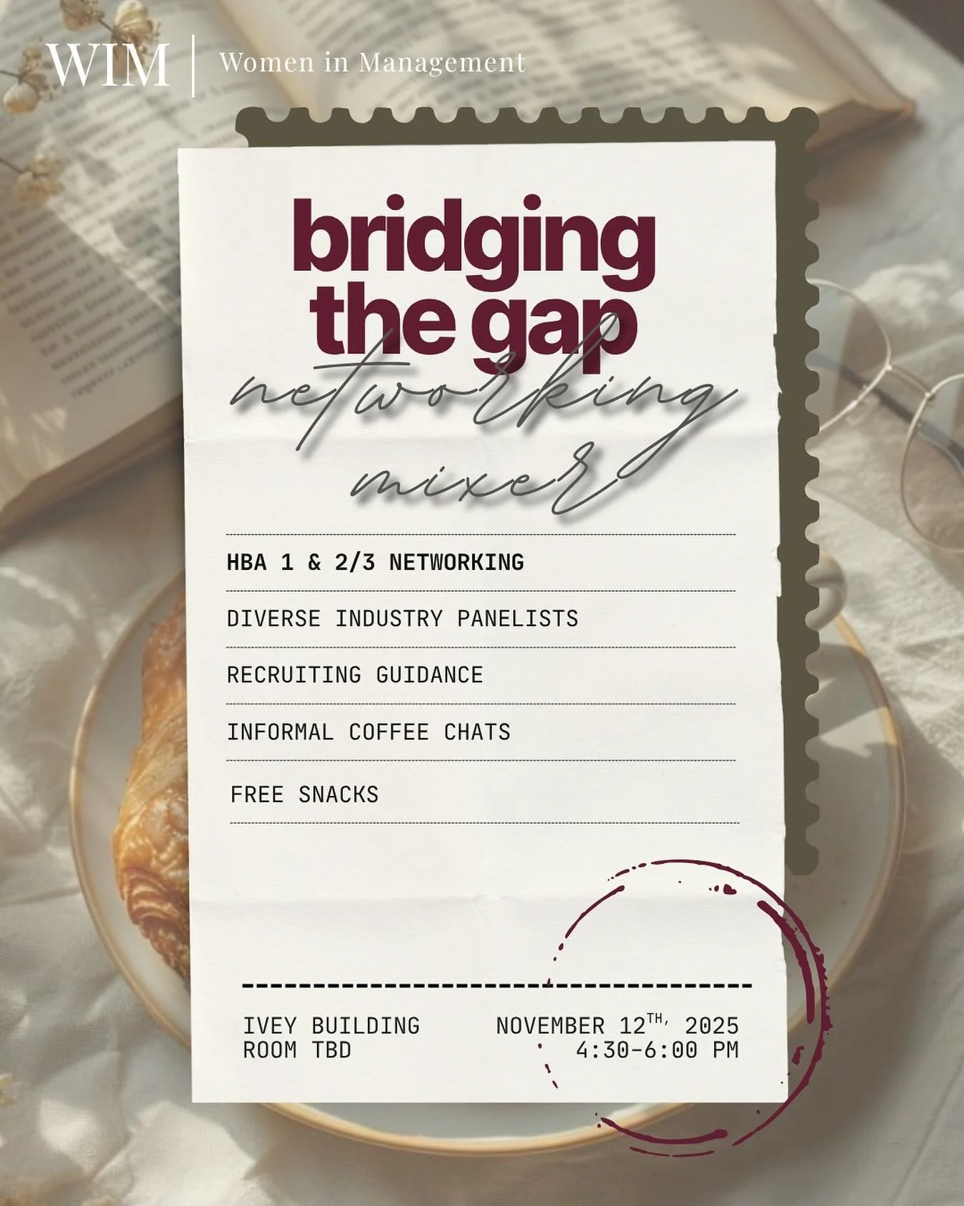 WIM is excited to invite you to an upcoming networking event designed to connect HBA1s and HBA2/3s through meaningful, informal conversations over coffee! This is a chance for HBA1s to gain valuable insight, advice, and real stories from those who&rs