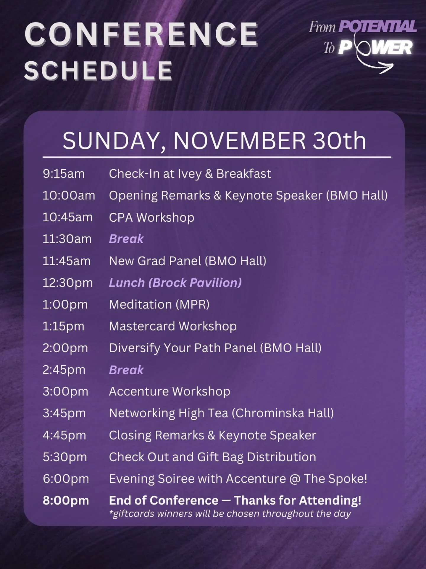 Here&rsquo;s what to expect on conference day!!

Don&rsquo;t miss out on a day of empowerment, growth, networking, and the opportunity to learn and engage directly with firm representatives⭐️ The conference will then conclude with an exclusive evenin