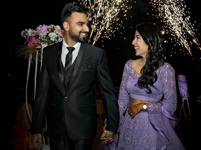 Wedding couples and sparkles of lights