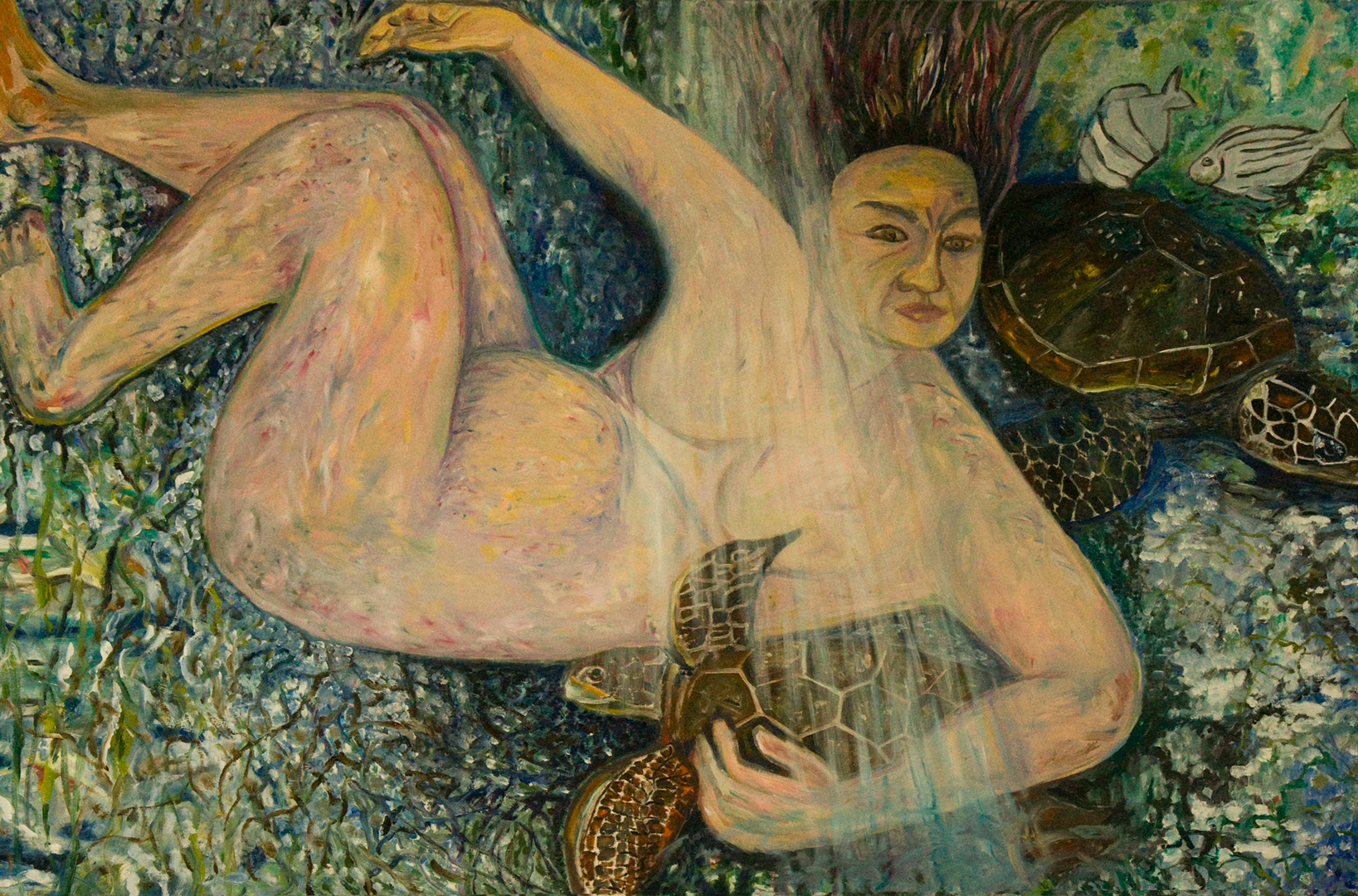 Old Woman with Turtles, oil, 2002