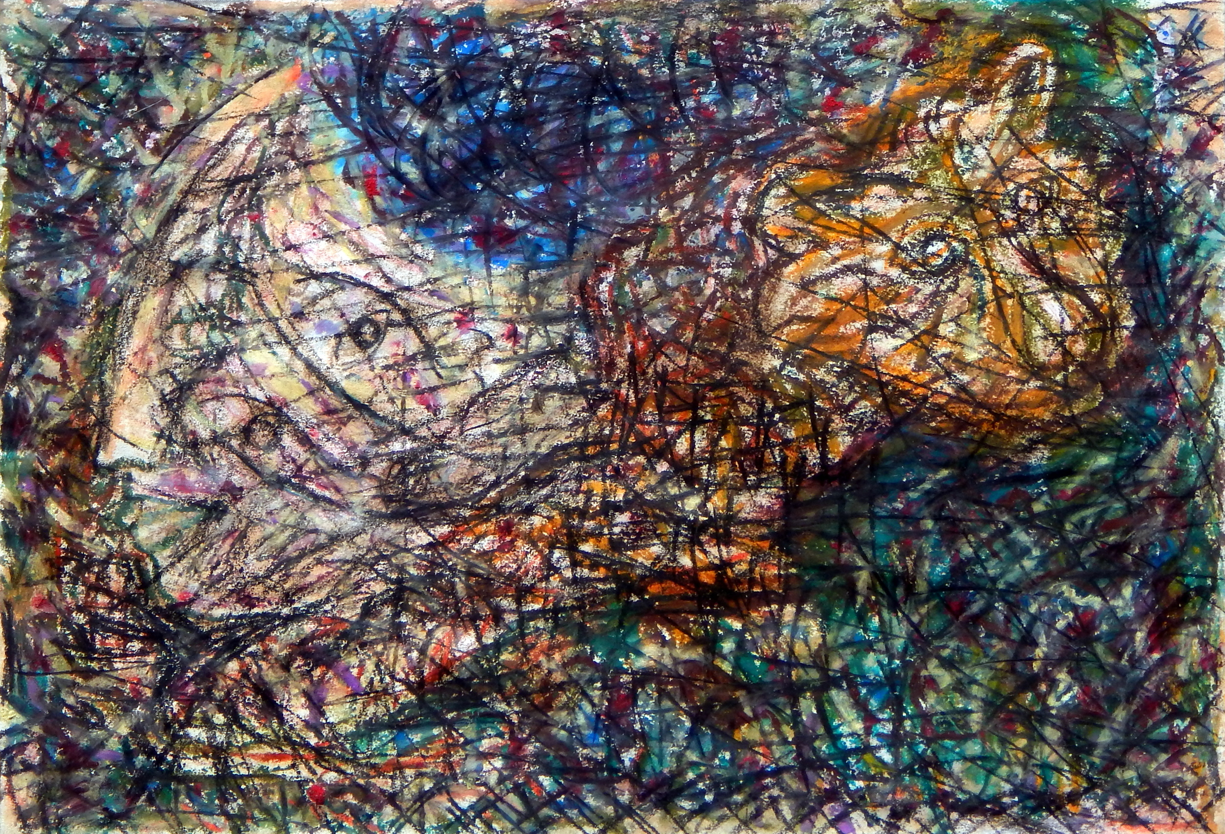 Tiger Dream, oil pastel, 2014