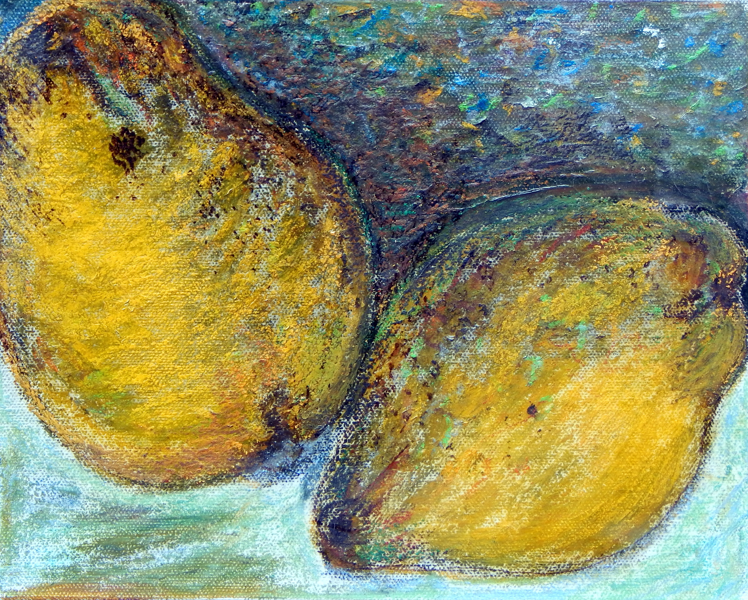 Pears series, oil pastel, oil, 2012