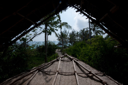 在chumbe岛上降低一个班达屋顶部分