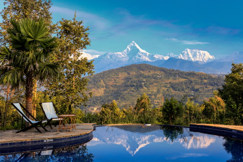 尼泊尔虎山博卡拉小屋无限泳池