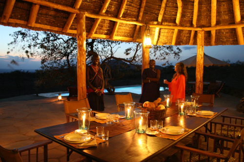  Kanzi House swimming pool evening dining 