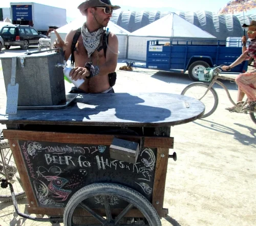 "Beer for Hugs & Kisses" Cart at Burning Man