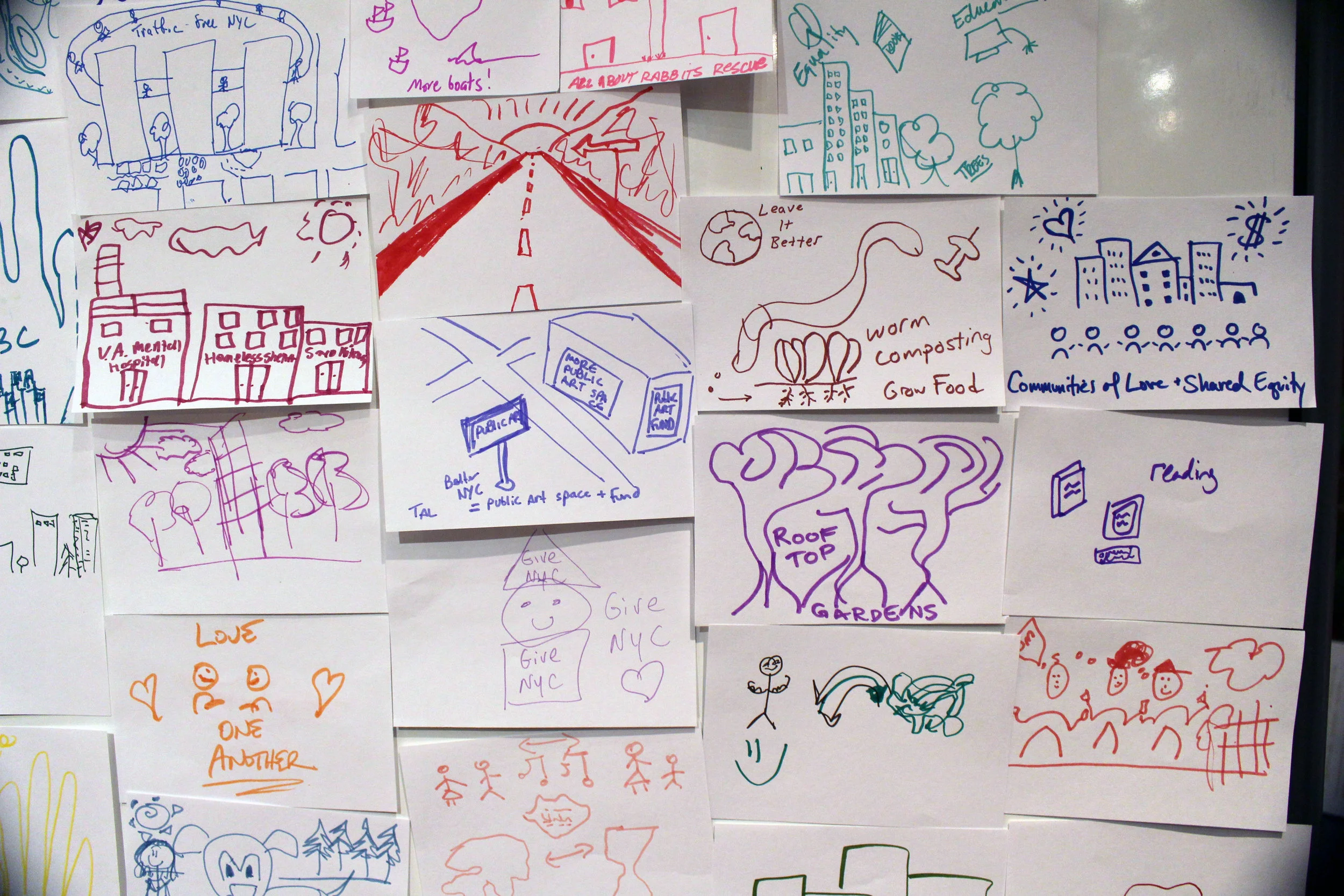 audience contributions to "Draw a better nyc' popup gallery