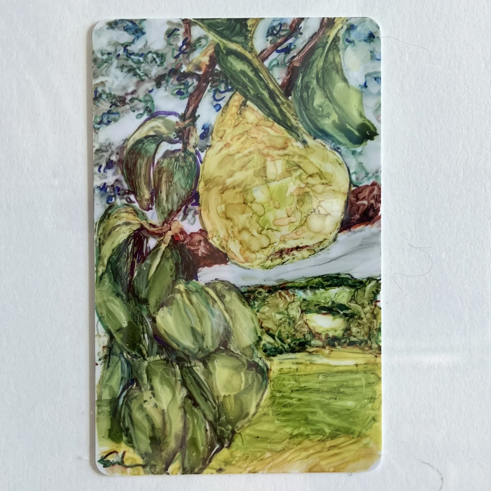 Green Pear-original handmade painting-Italy Challenge 2026 #7