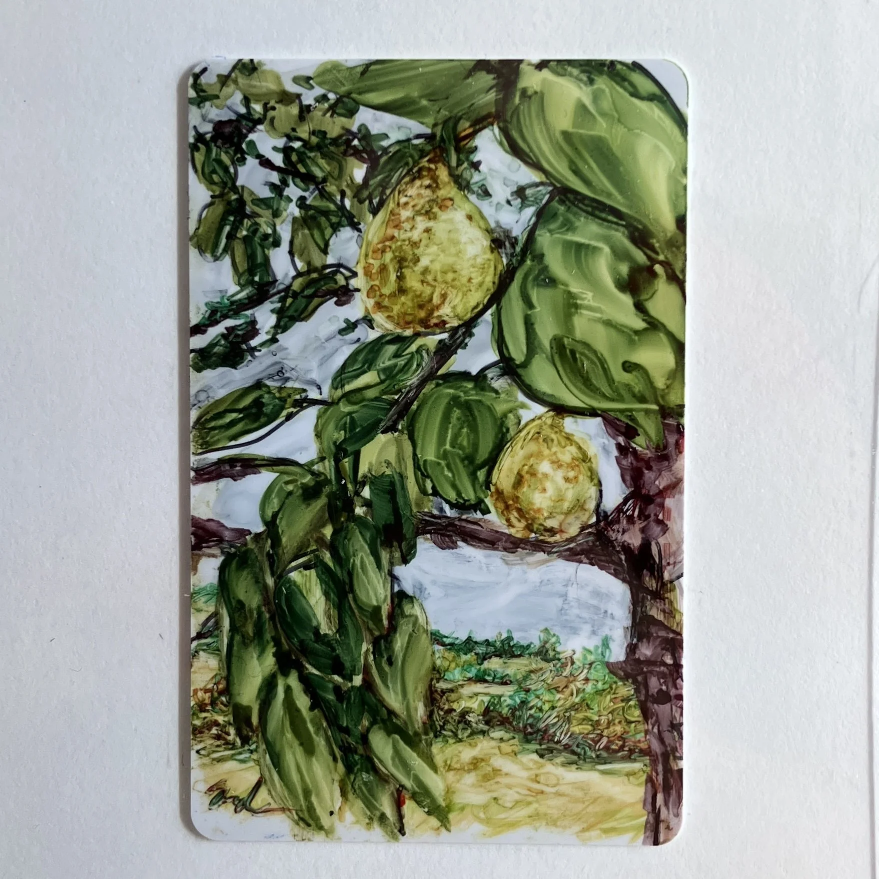 Two Pears in a Tree-original handmade painting-Italy Challenge 2026 #8