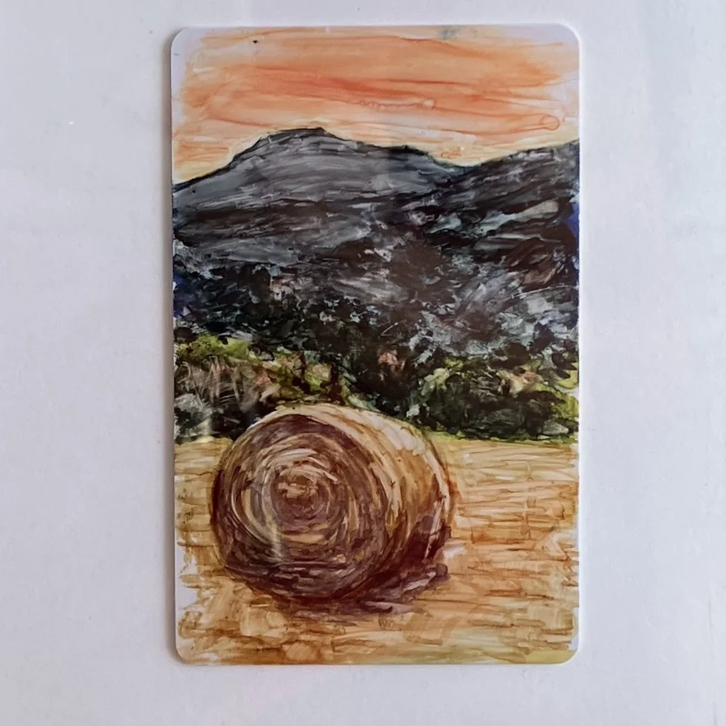 Hay Bale at Sunset-original handmade painting- Italy Challenge 2026 #3