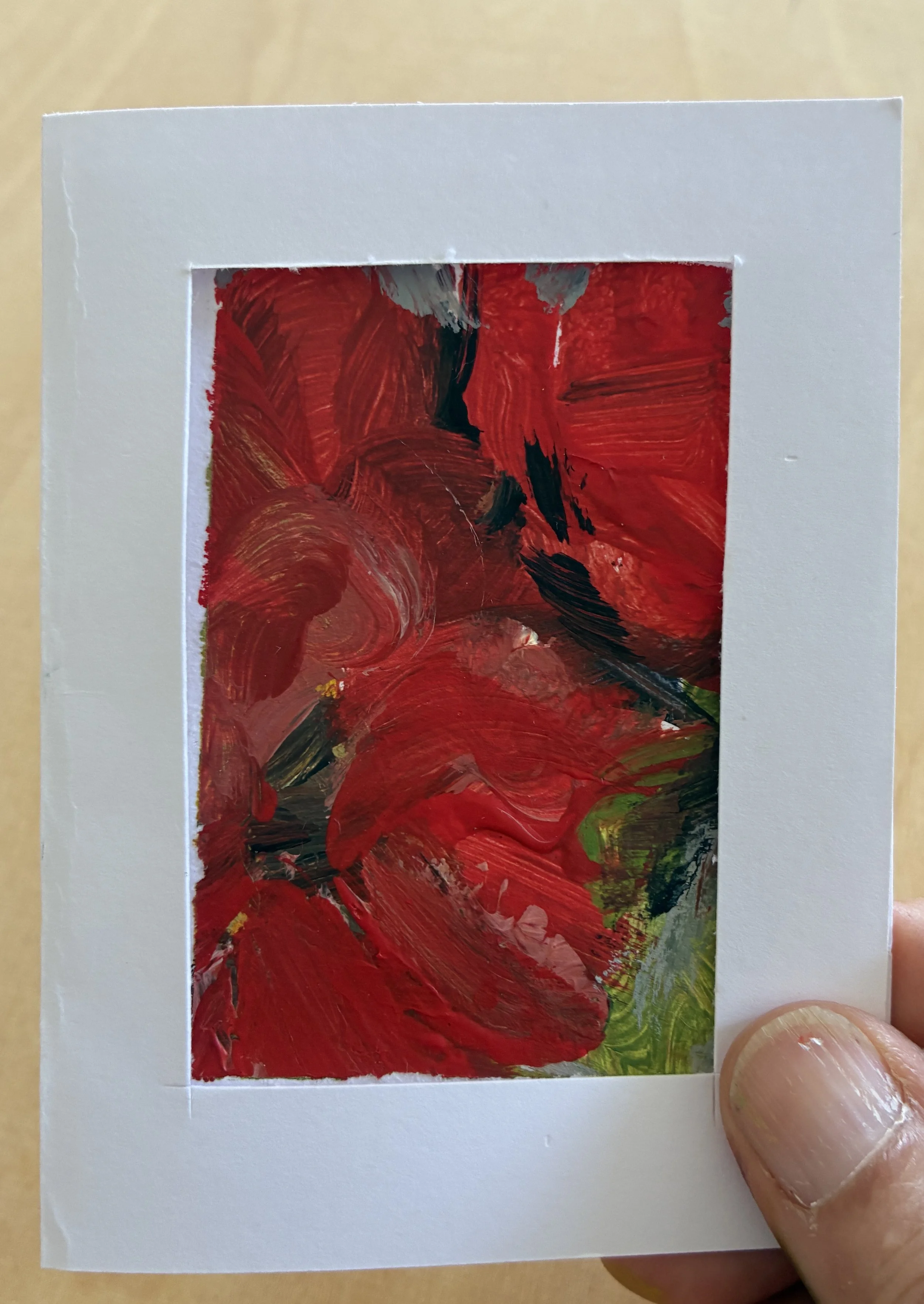 Red Poppy #2 ACEO- free original artwork